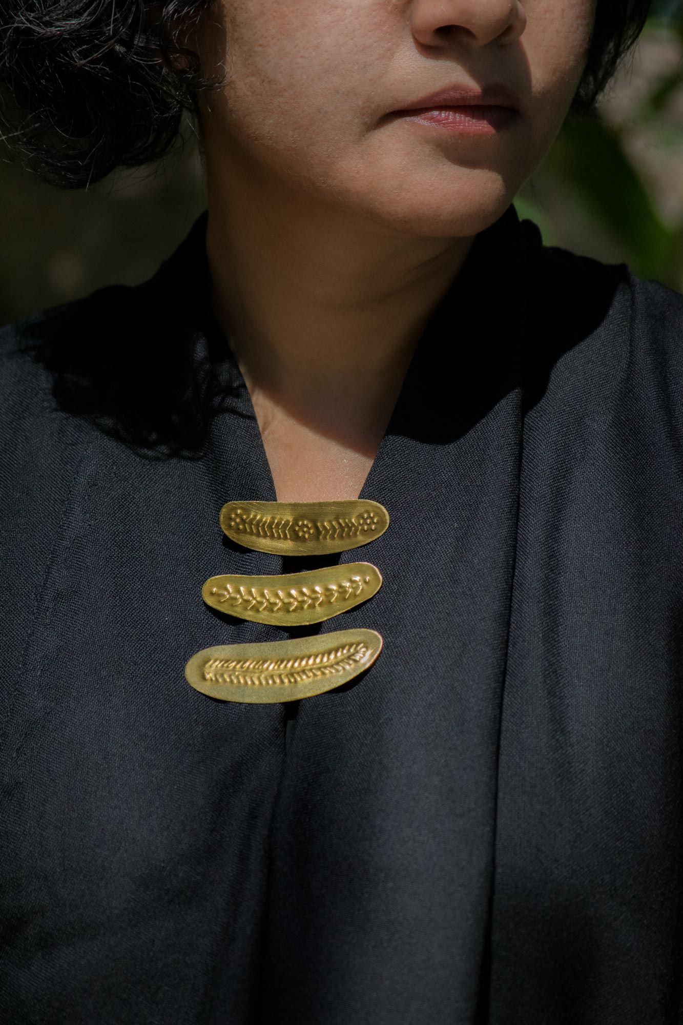 Tribal cloud & oblong brooch set